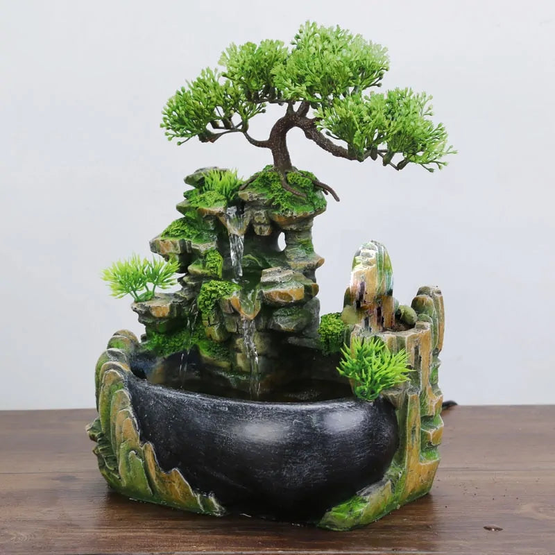 Wealth Feng Shui Desktop Waterfall Fountain with LED Lights - No doubt desktop